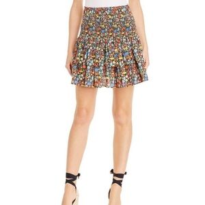 PERSEVERANCE Black Floral smocked Short Ruffled Skirt Size 6